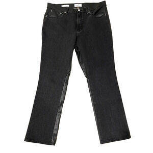NWT Universal Thread Denim & Faux Leather Pants Size 14R Black Mid Rise 80s Slim